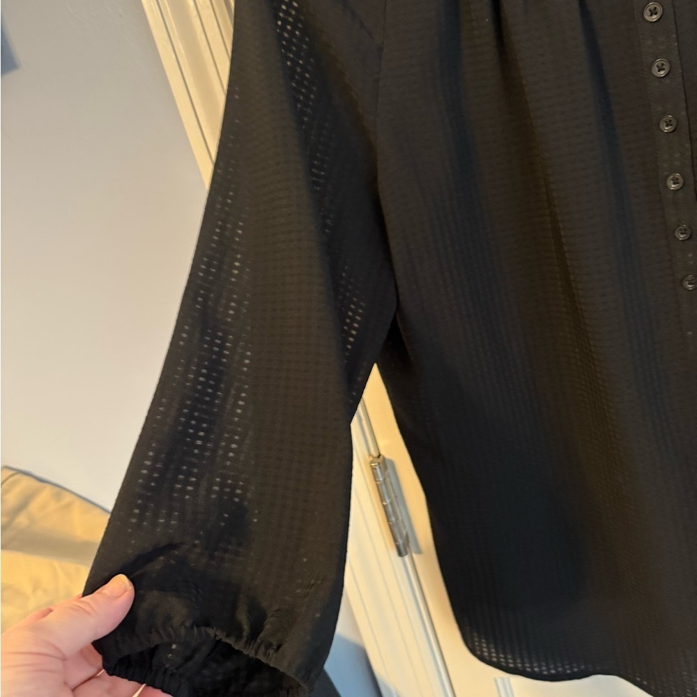 Charter Club Black Women's Textured Top, L - Picture 4 of 7